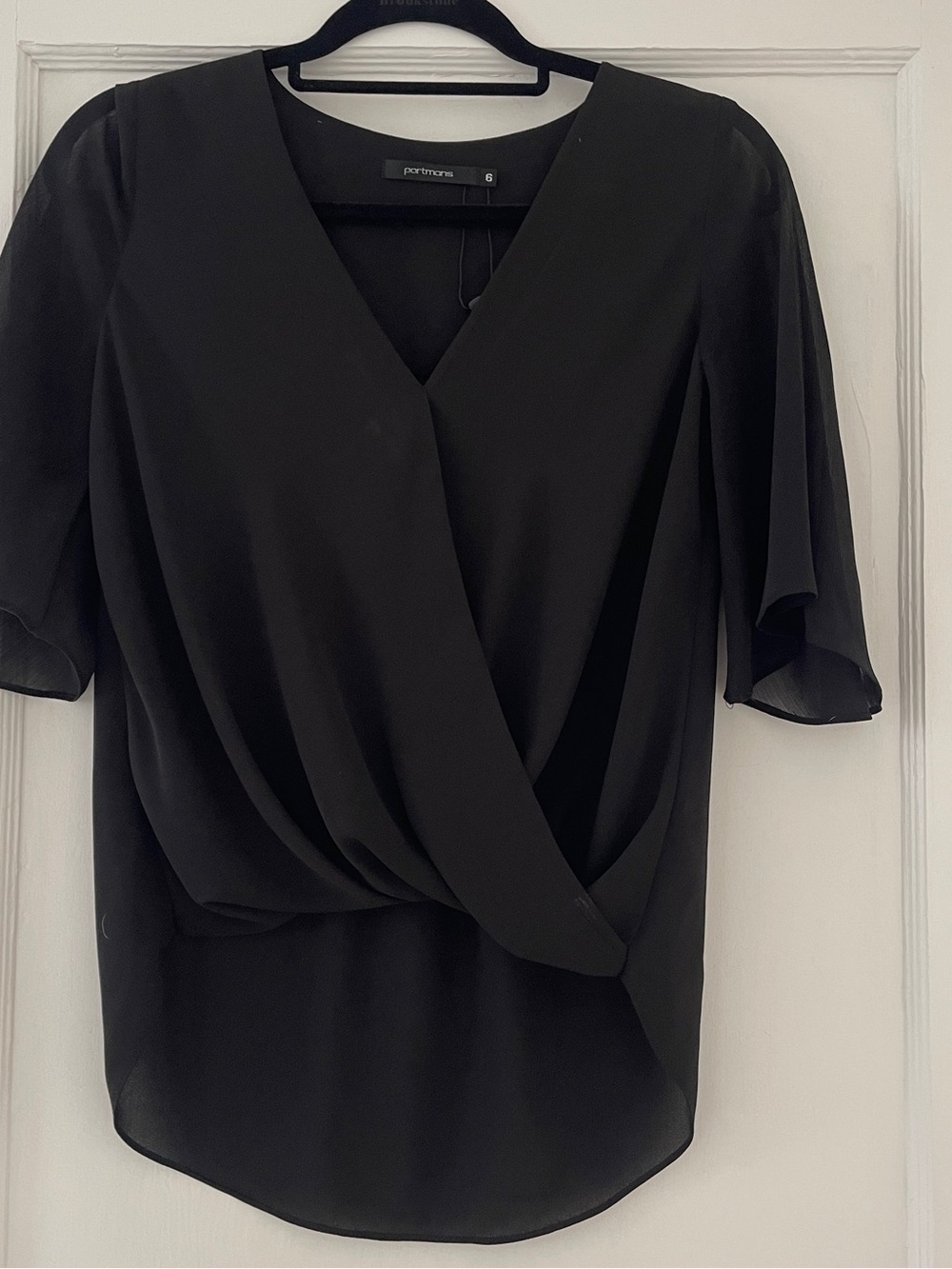 Portmans Black Twist-Front V-Neck Blouse